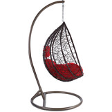 Hangstoel - ei stoel - 95x110x65 cm - met kussen - bruin rood