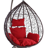 Hangstoel - ei stoel - 95x110x65 cm - met kussen - bruin rood