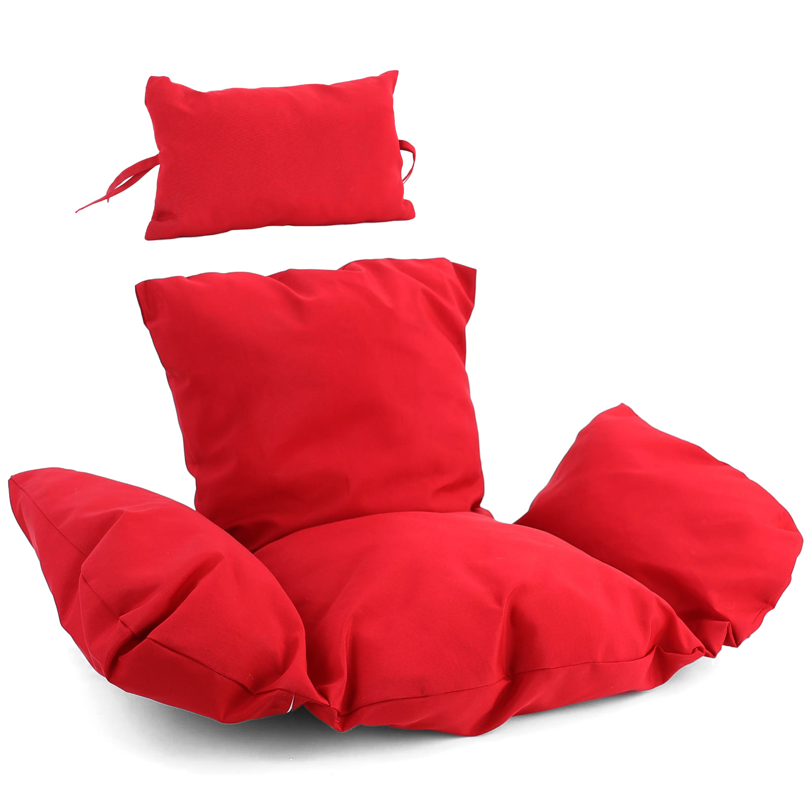Hangstoel - grijs - 120x106x70 cm - met kussen - rood