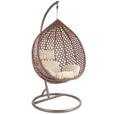 Hangstoel - bruin - 120x106x70 cm - met kussen - beige