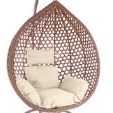 Hangstoel - bruin - 120x106x70 cm - met kussen - beige