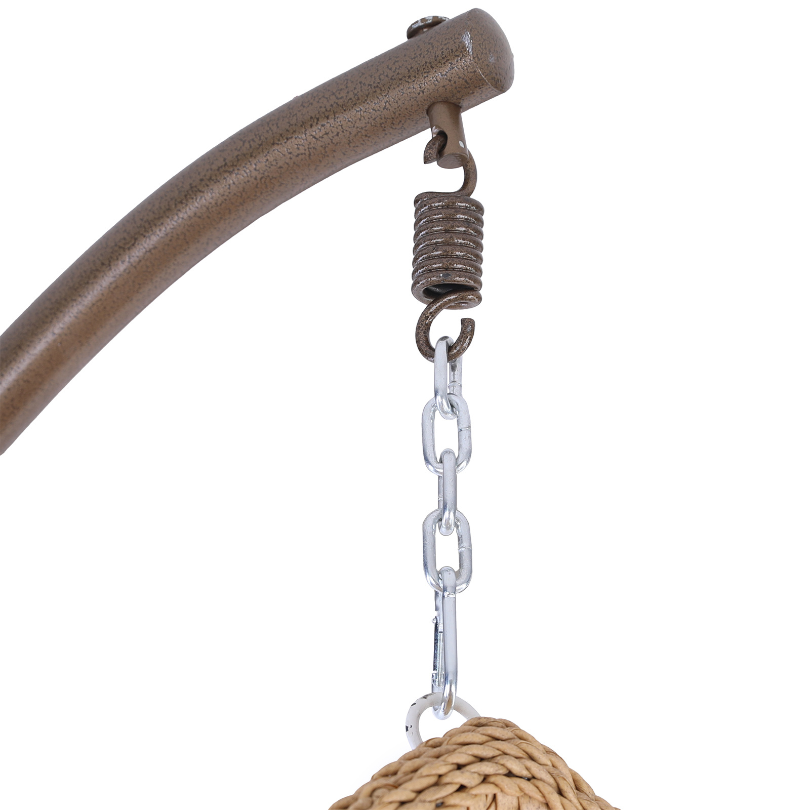 Hangstoel - bruin beige - 106x120x70 cm - met rode kussen