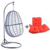 Hangstoel - zilver lichtgrijs - 90x117x60 cm - oranje kussen