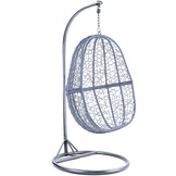 Hangstoel - zilver lichtgrijs - 90x117x60 cm - oranje kussen