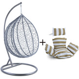 Hangstoel - lichtgrijs zilver - 110x95x65 cm - gestreept kussen