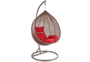 Hangstoel - bruin - 120x106x70 cm - met kussen - rood