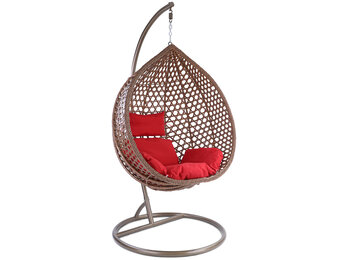 Hangstoel - bruin - 120x106x70 cm - met kussen - rood