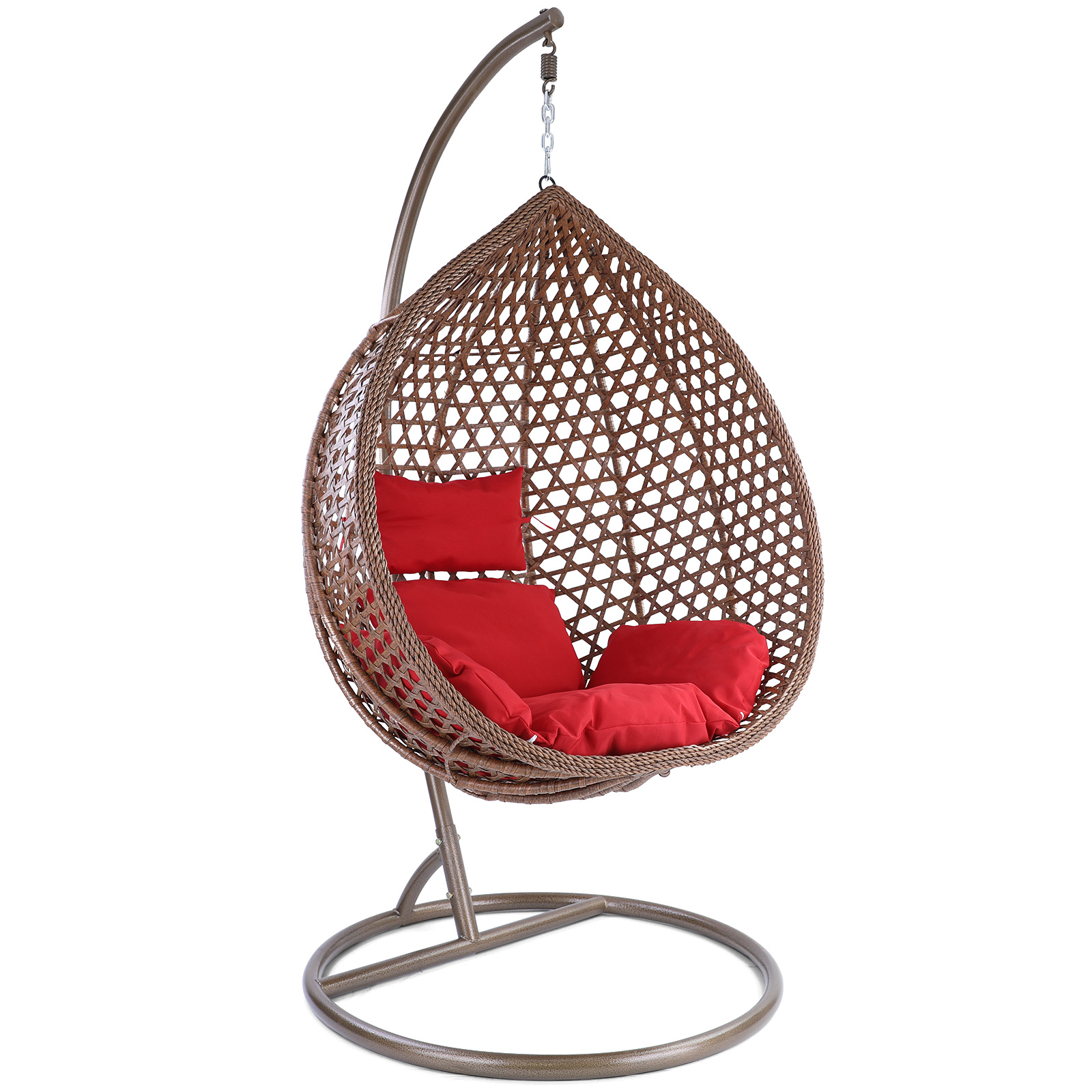 Hangstoel - bruin - 120x106x70 cm - met kussen - rood
