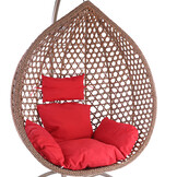 Hangstoel - bruin - 120x106x70 cm - met kussen - rood