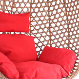 Hangstoel - bruin - 120x106x70 cm - met kussen - rood