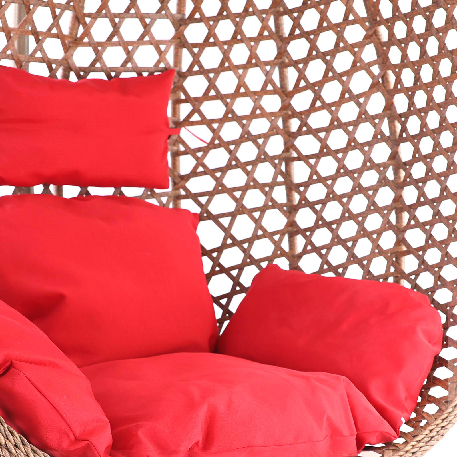 Hangstoel - bruin - 120x106x70 cm - met kussen - rood