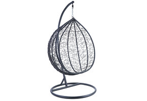 Hangstoel - ei stoel - 95x110x65 cm - met kussen - zwart