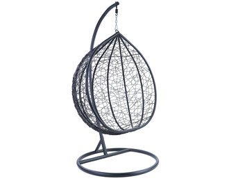 Hangstoel - ei stoel - 95x110x65 cm - met kussen - zwart