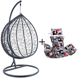 Hangstoel - ei stoel - 95x110x65 cm - met kussen - zwart