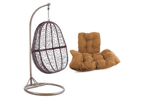 Hangstoel - 90x117x60 cm - met kussen - lichtbruin bruin