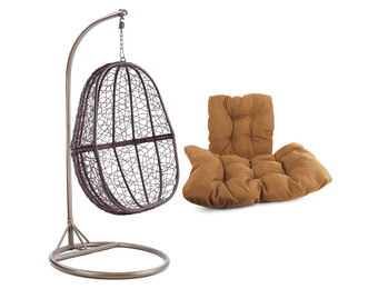 Hangstoel - 90x117x60 cm - met kussen - lichtbruin bruin
