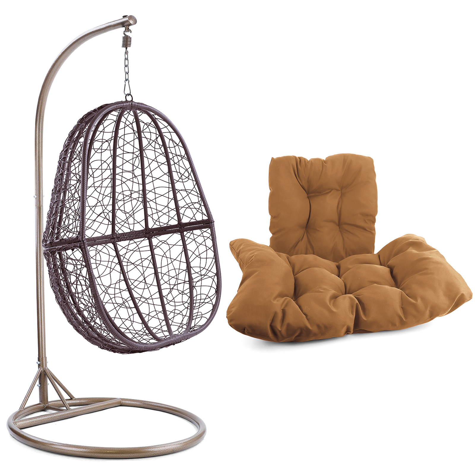 Hangstoel - 90x117x60 cm - met kussen - lichtbruin bruin