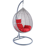 Hangstoel - grijs - 120x106x70 cm - met kussen - rood