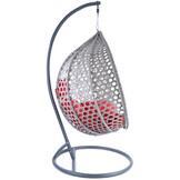 Hangstoel - grijs - 120x106x70 cm - met kussen - rood
