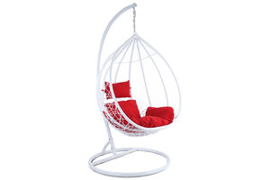 Hangstoel - wit - 120x106x70 cm - met kussen - rood