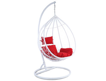 Hangstoel - wit - 120x106x70 cm - met kussen - rood