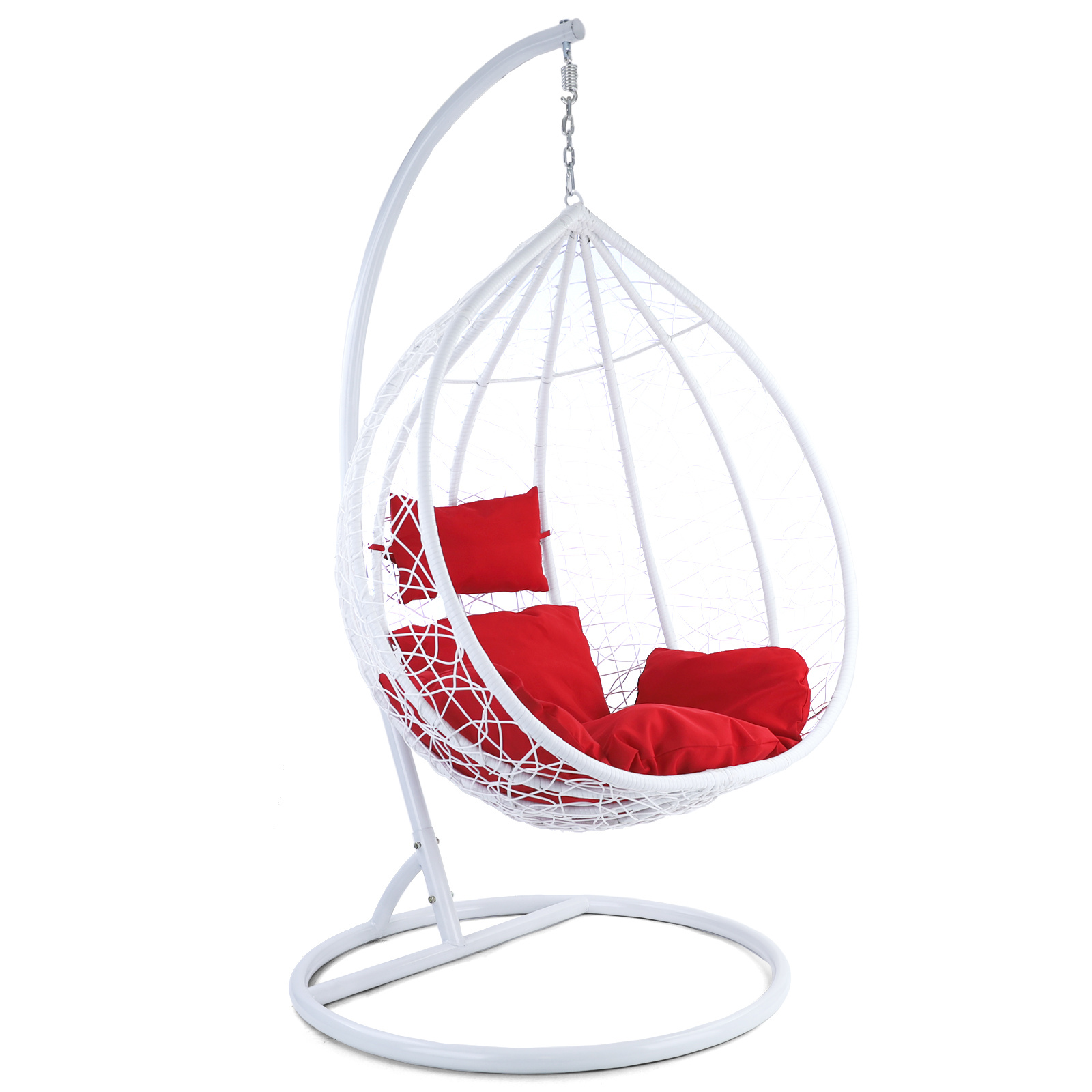 Hangstoel - wit - 120x106x70 cm - met kussen - rood