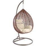 Hangstoel - bruin - 95x106x65 cm - met kussen - beige