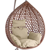 Hangstoel - bruin - 95x106x65 cm - met kussen - beige