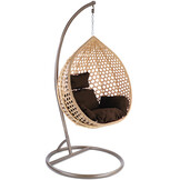 Hangstoel - beige - 95x106x65 cm - met kussen - donkerbruin