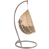 Hangstoel - beige - 95x106x65 cm - met kussen - donkerbruin