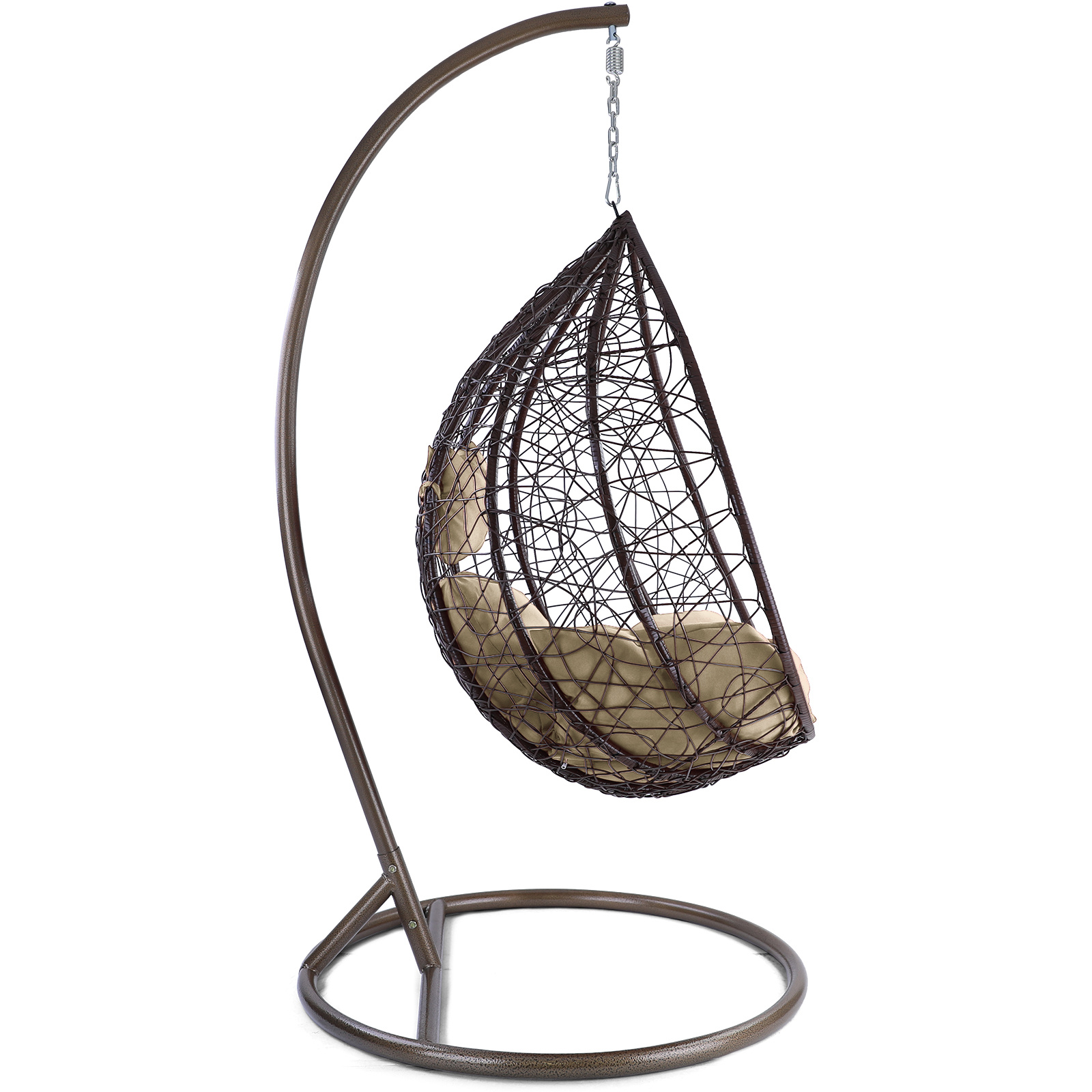 Hangstoel - ei stoel - 95x110x65 cm - met kussen - bruin beige
