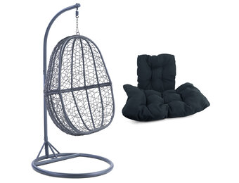 Hangstoel - 90x117x60 cm - met kussen - grijs donkergrijs