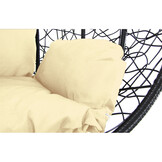 Hangstoel - zwart - 112x95x60 cm - met kussen - beige