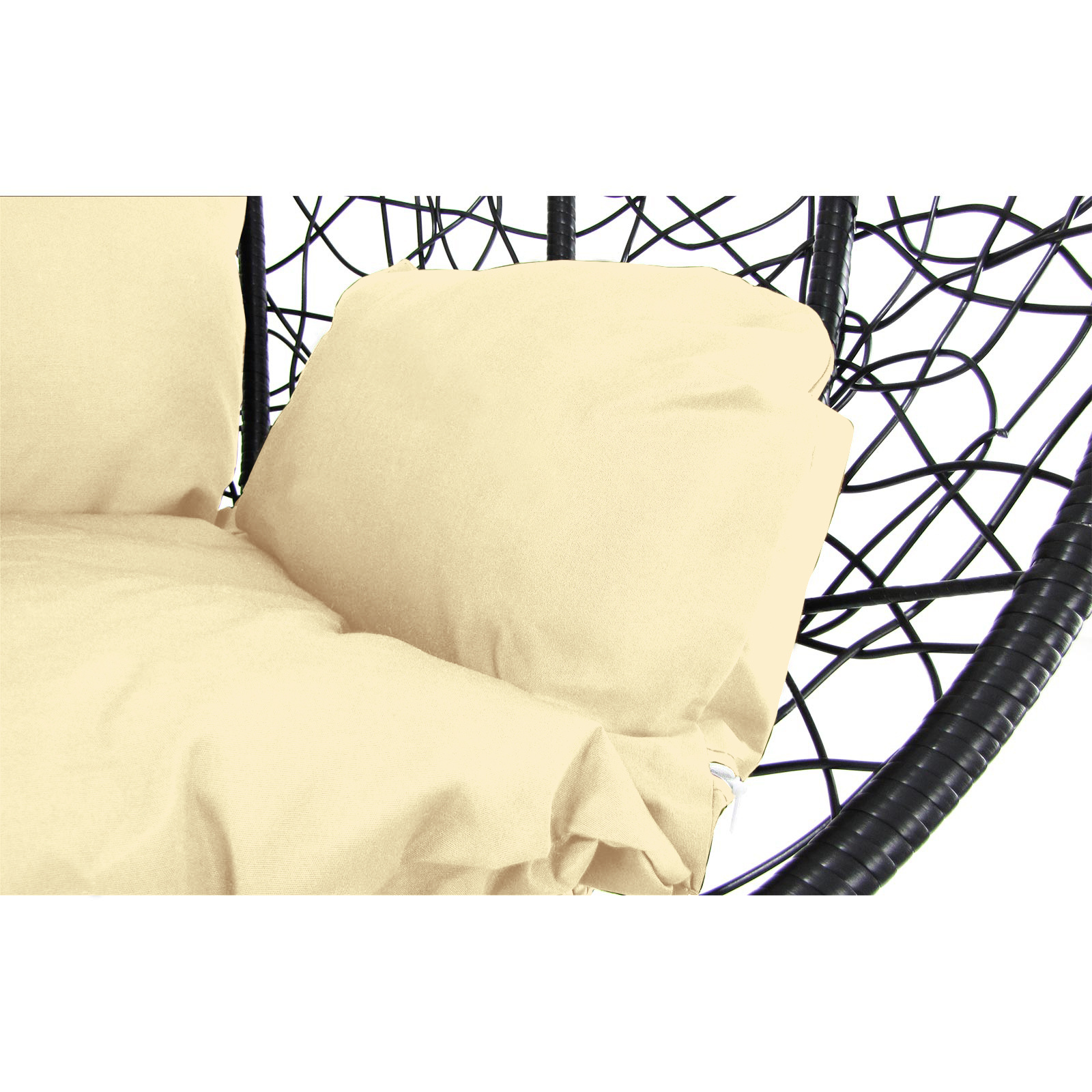 Hangstoel - zwart - 112x95x60 cm - met kussen - beige