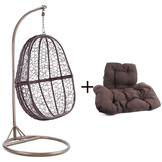 Hangstoel - bruin - 90x117x60 cm - met donkerbruine kussen