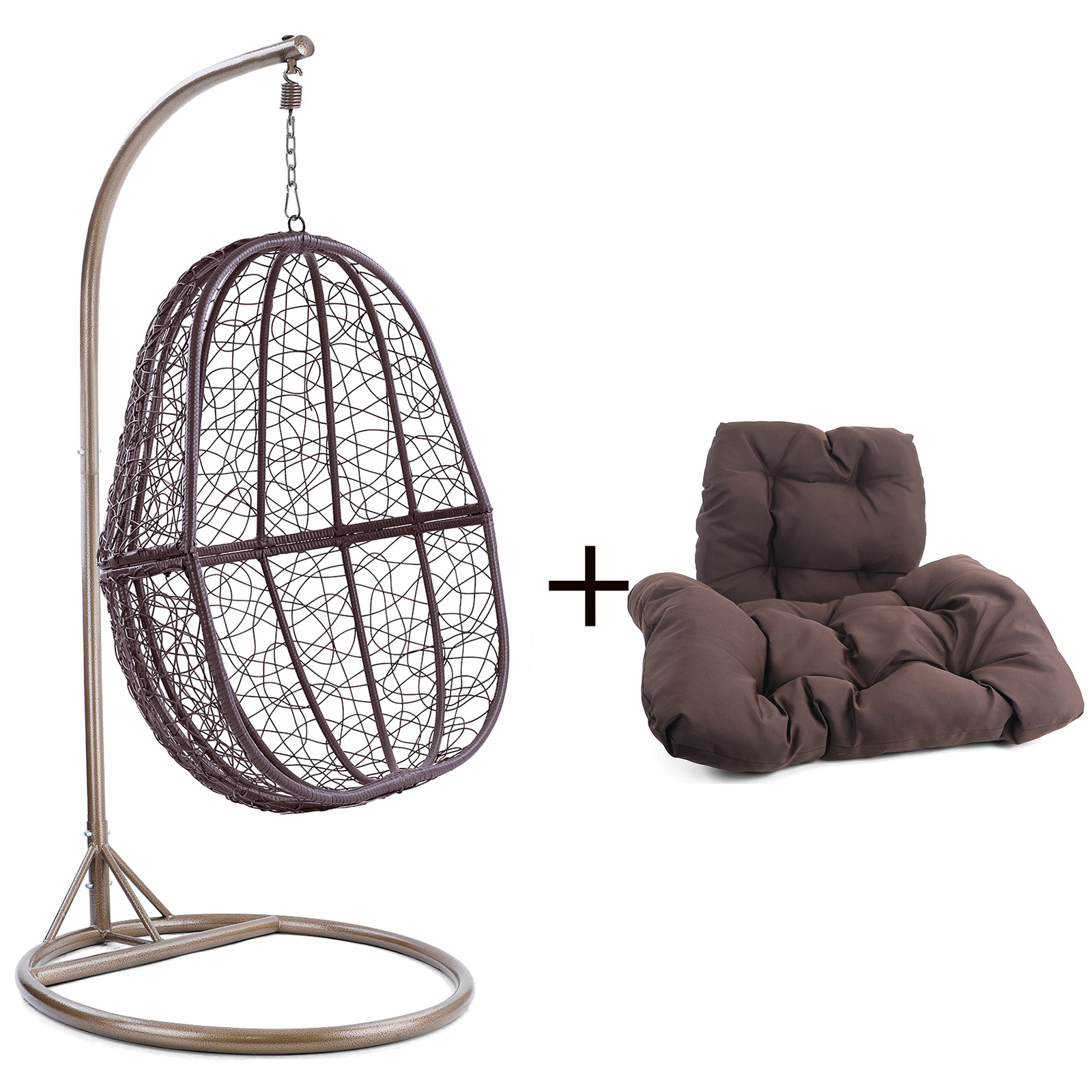 Hangstoel - bruin - 90x117x60 cm - met donkerbruine kussen
