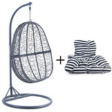 Hangstoel - grijs - 90x117x60 cm - met gestreept kussen