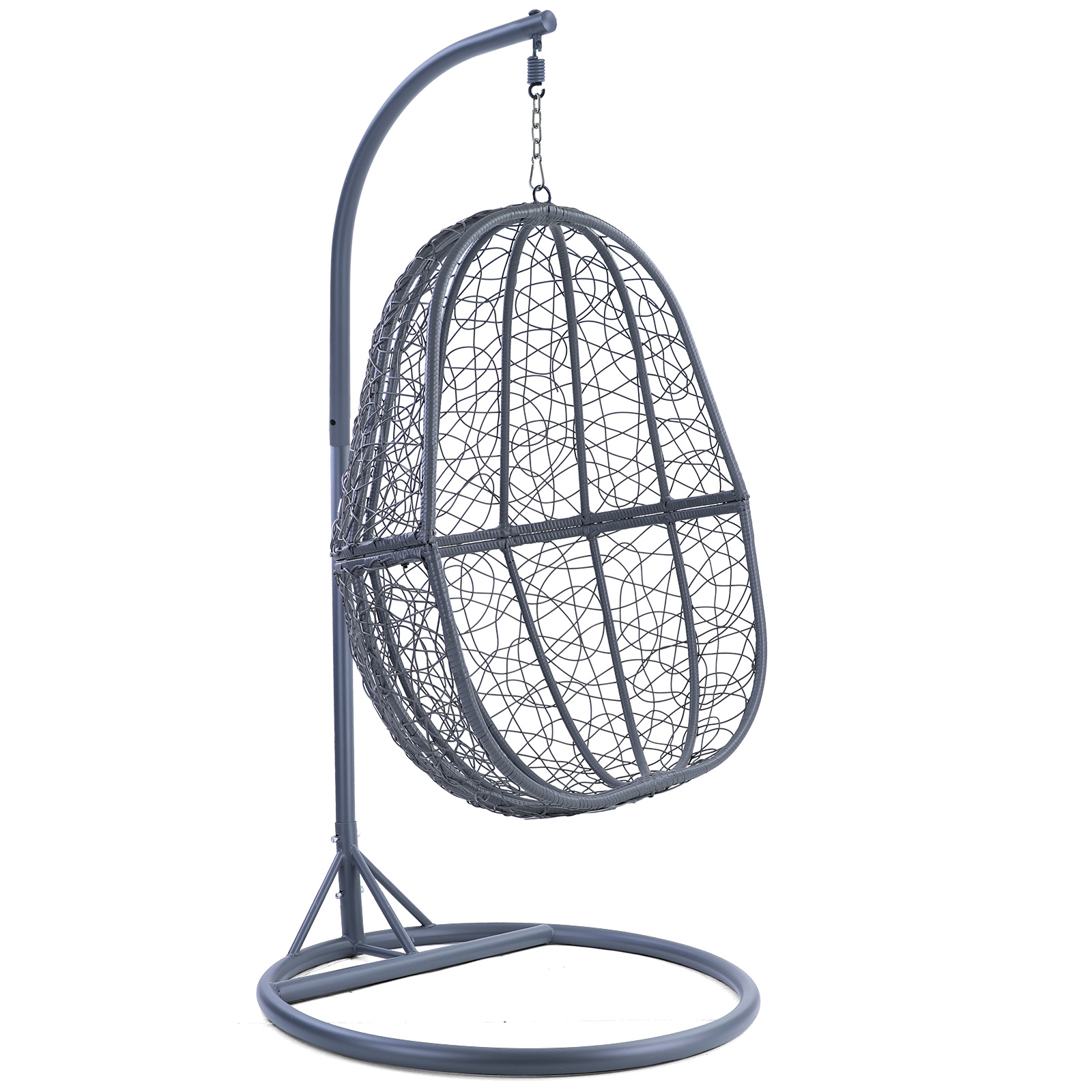 Hangstoel - grijs - 90x117x60 cm - met gestreept kussen