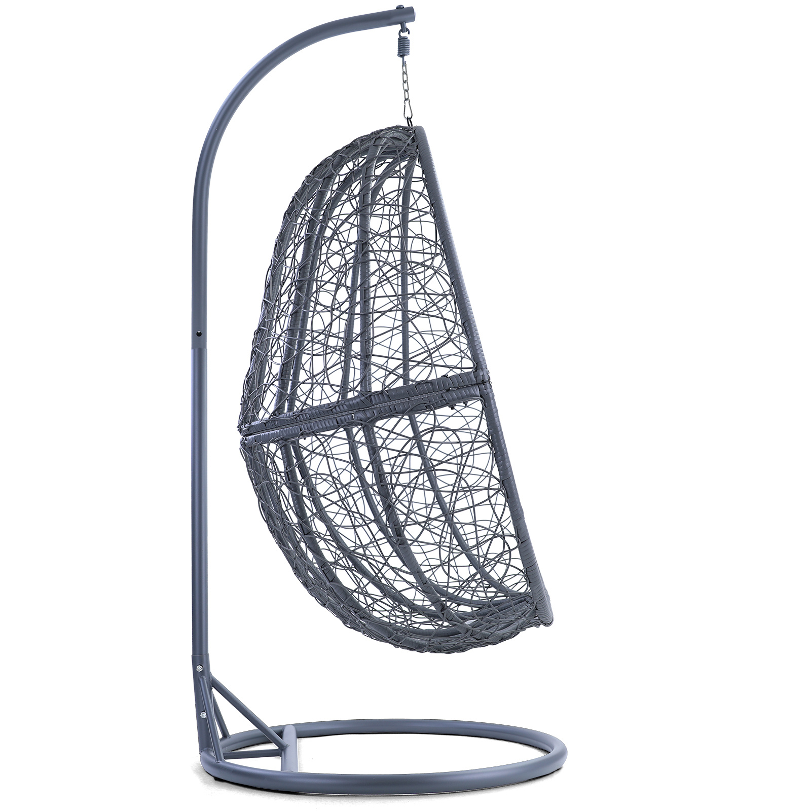 Hangstoel - grijs - 90x117x60 cm - met gestreept kussen