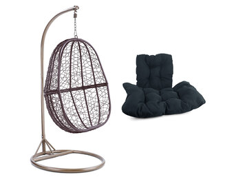 Hangstoel - 90x117x60 cm - met kussen - bruin donkergrijs