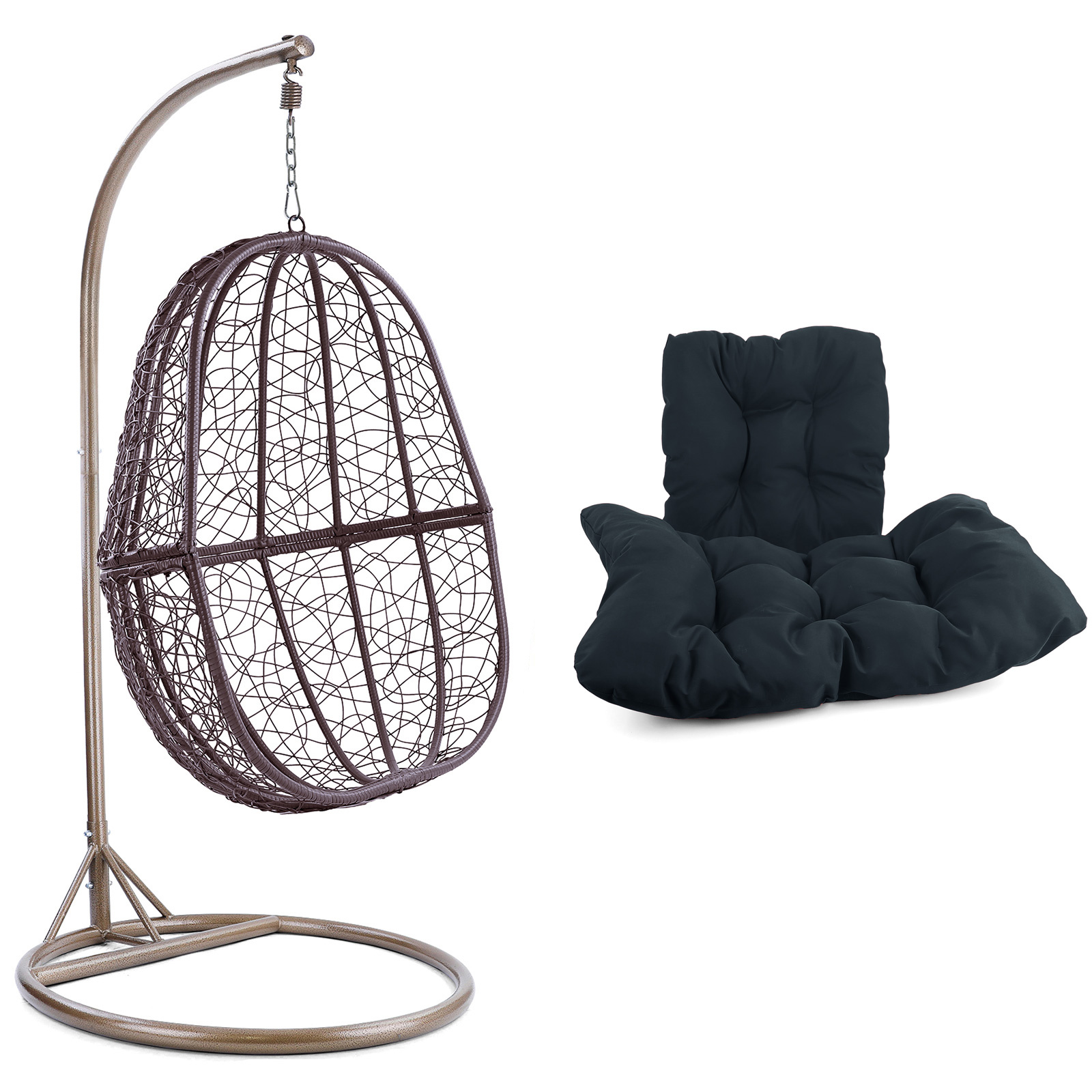 Hangstoel - 90x117x60 cm - met kussen - bruin donkergrijs