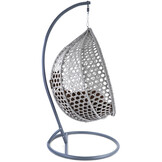 Hangstoel - grijs - 120x106x70 cm - met kussen - donkerbruin