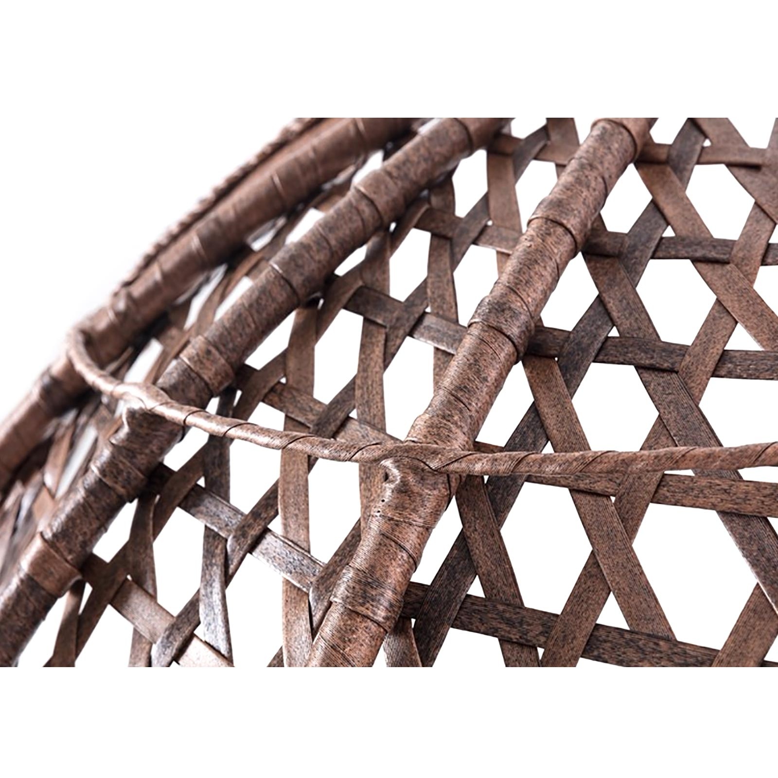 Hangstoel - bruin - 93x105x62 cm - met gestreepte kussen