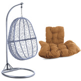 Hangstoel - zilver lichtgrijs - 90x117x60 cm - lichtbruine kussen