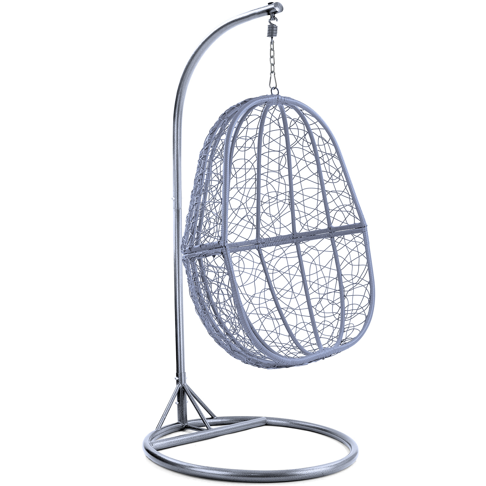 Hangstoel - zilver lichtgrijs - 90x117x60 cm - lichtbruine kussen