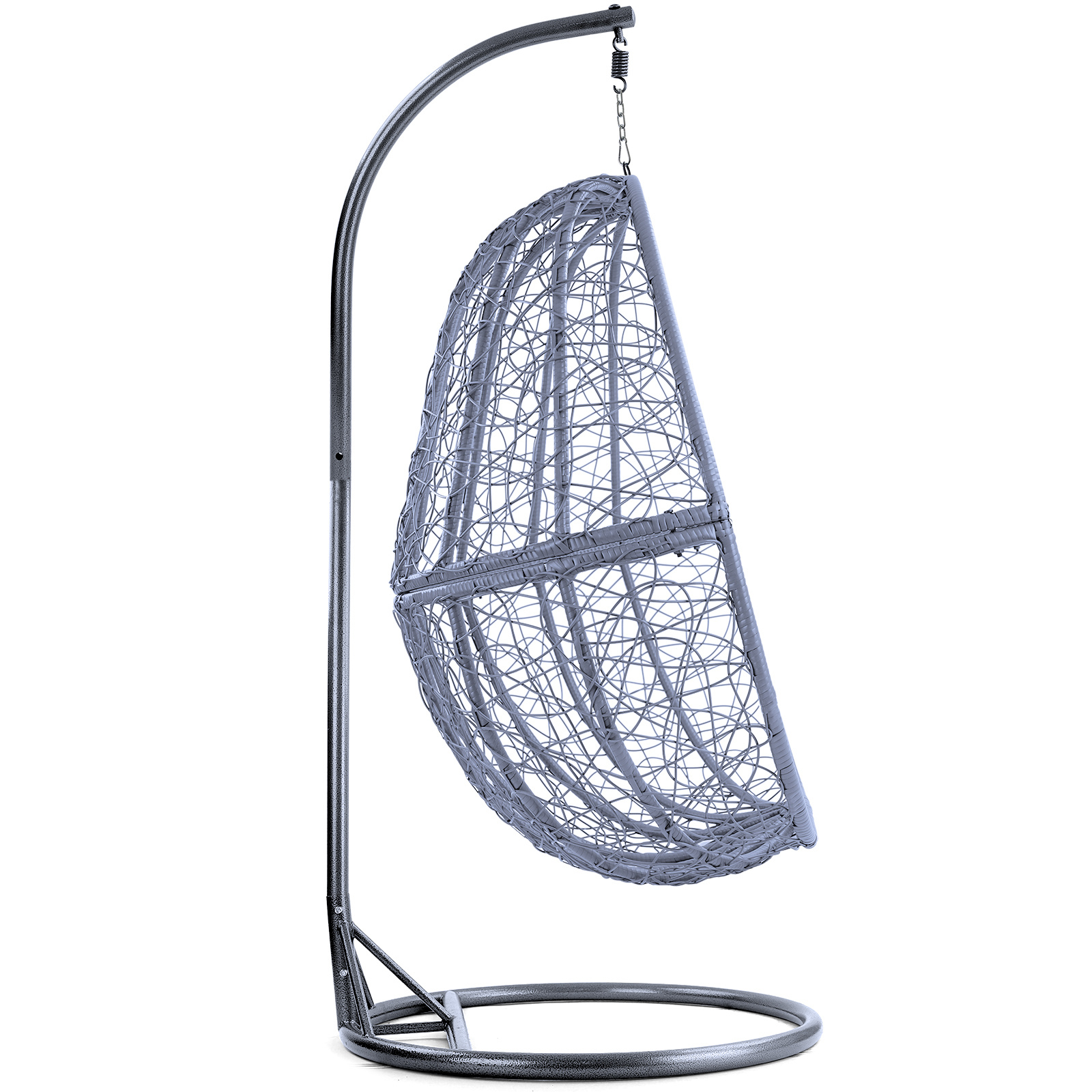 Hangstoel - zilver lichtgrijs - 90x117x60 cm - lichtbruine kussen