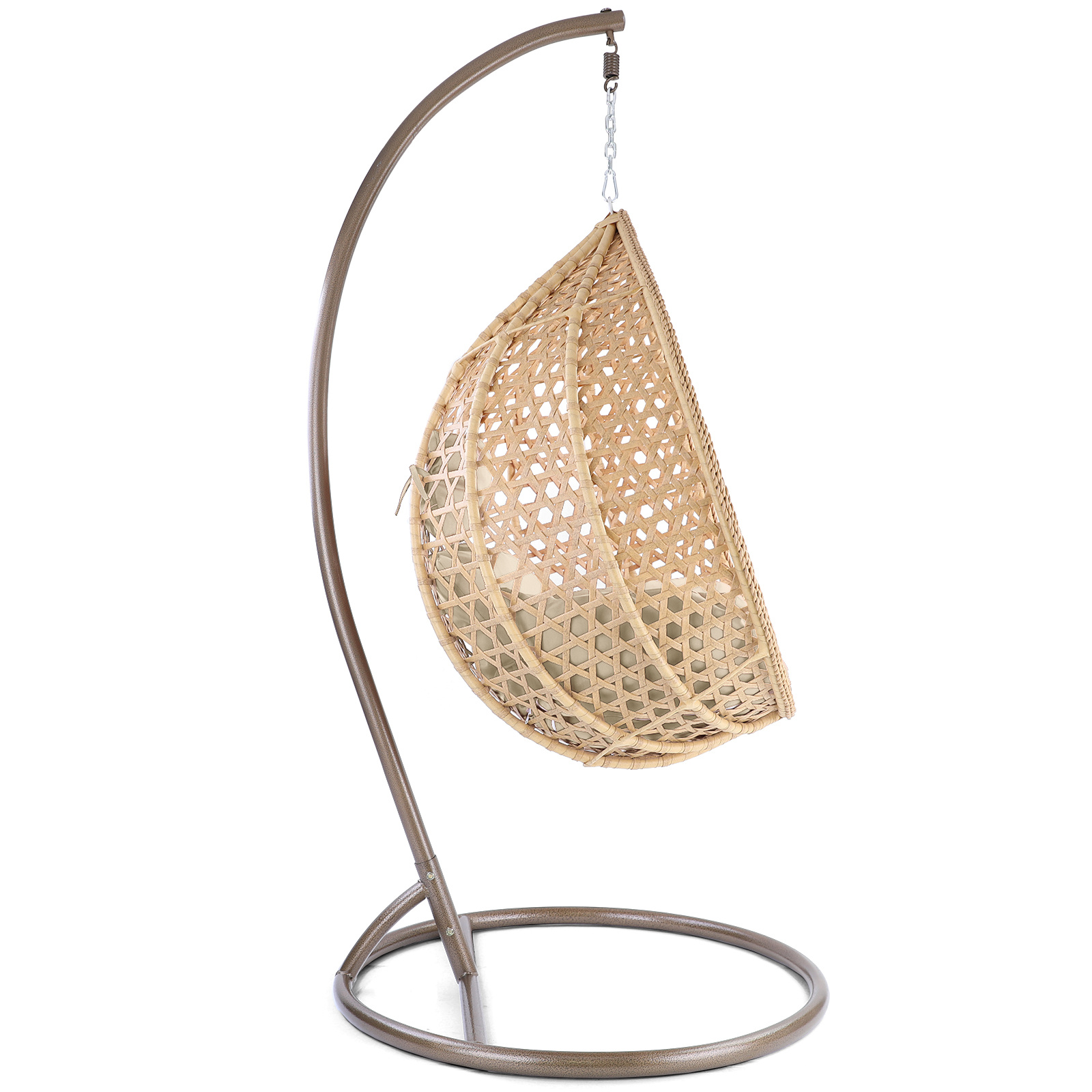 Hangstoel - bruin - 95x106x65 cm - met kussen - beige
