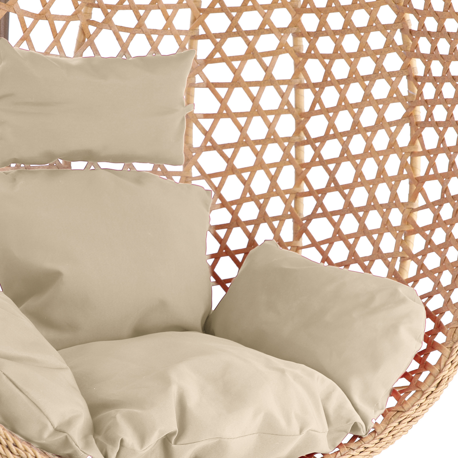 Hangstoel - bruin - 95x106x65 cm - met kussen - beige