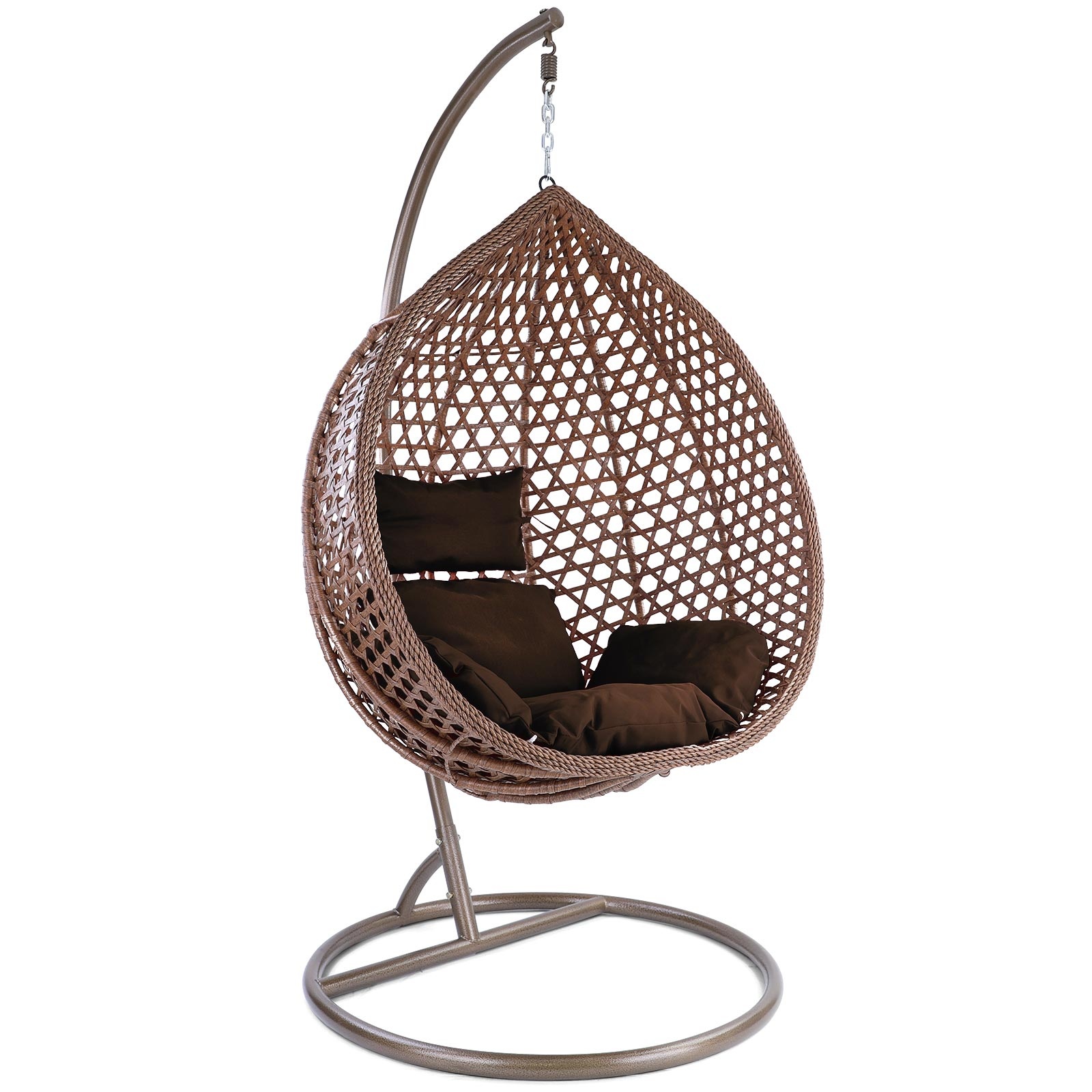 Hangstoel - bruin - 120x106x70 cm - met kussen - donkerbruin