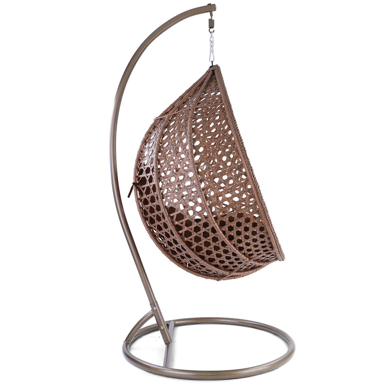 Hangstoel - bruin - 120x106x70 cm - met kussen - donkerbruin